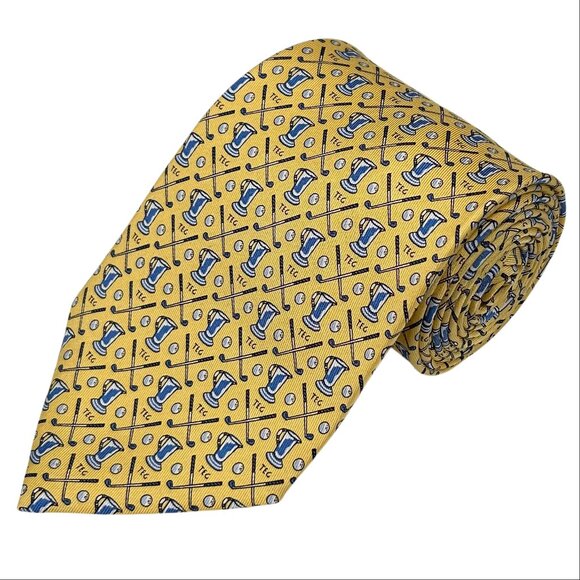 Vineyard Vines Other - Vineyard Vines Custom Collection NWT Yellow Silk Golf Novelty Necktie Tie